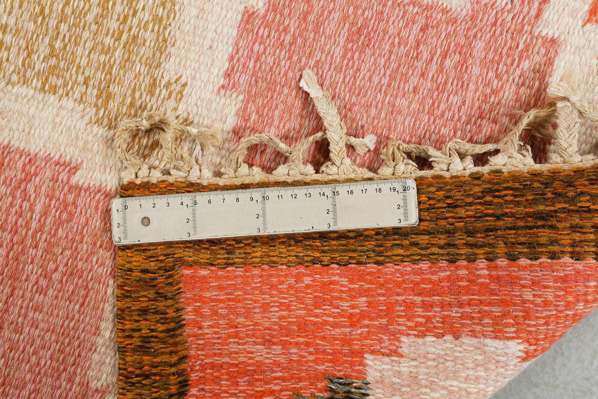 A flat weave by Ingegerd Silow, signed IS, second half of the 20th century, 204 x 138 cm.