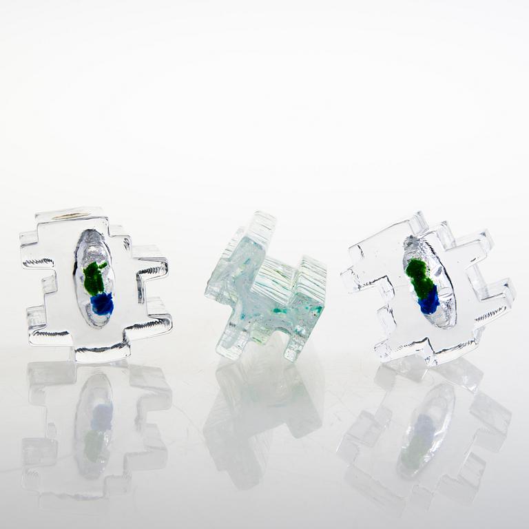 HELENA TYNELL, Three 'Forest' sculptures, one signed Helena Tynell Riihimäen Lasi Oy.