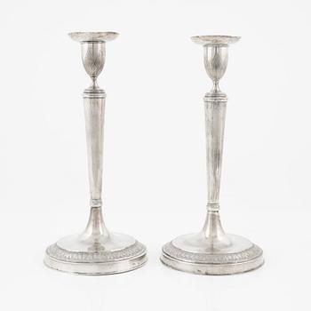 A pair of silver candlesticks, mark of Filippo della Miglia, Rome 1811-1856.