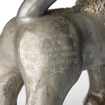 Anna Petrus, a pewter jug in the shape of a standing lion, Herman Bergman konstgjuteri, Stockholm, 1920s.