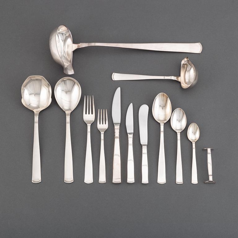 Jacob Ängman, an 86-piece silver flatware service 'Rosenholm', GAB, Sweden.