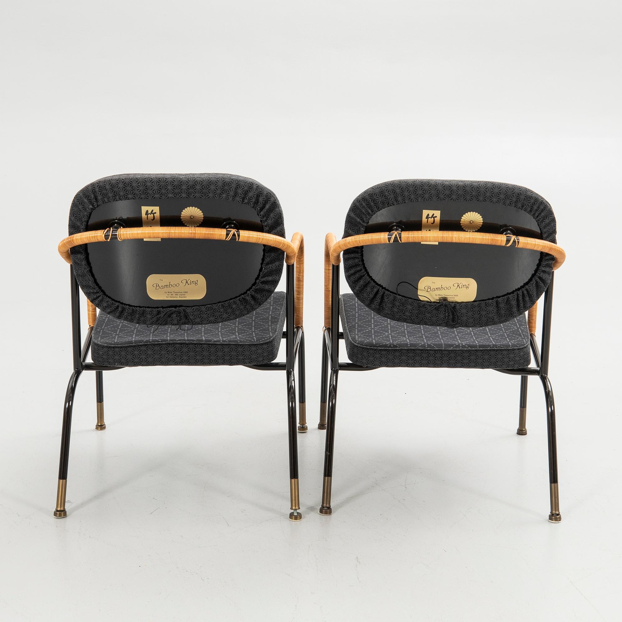 Mats Theselius, armchair, a pair, "Bamboo king", Källemo AB, Värnamo, 8/360 and 49/360.