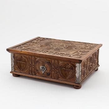 A Swedish baroque oak chest, presumably Westrogothia, dated 1683.