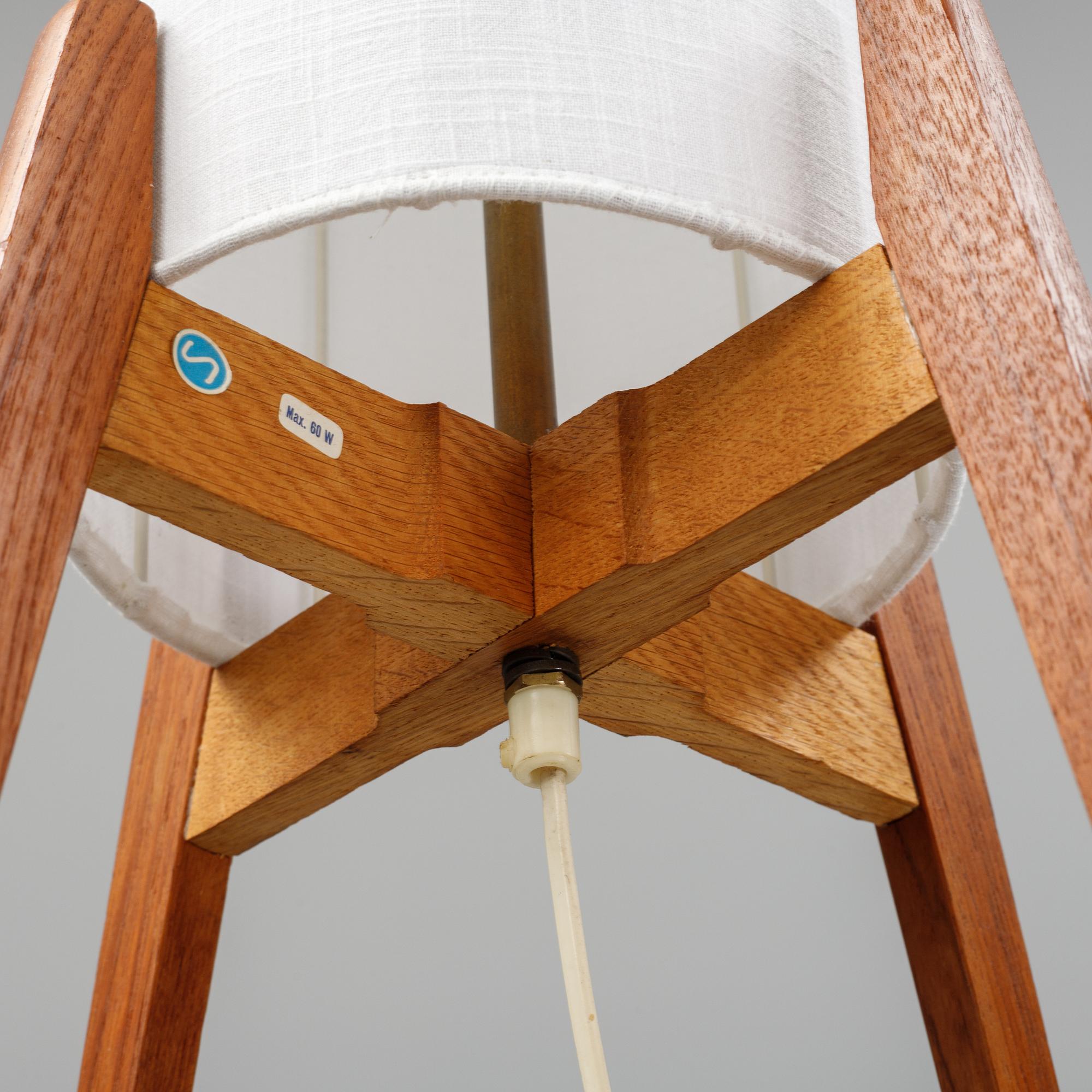 A Swedish teak and oak floor light, 1950's/60's.