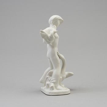 A Nils E. Hansson creamware figure figure, Gefle, Sweden 1936-52.