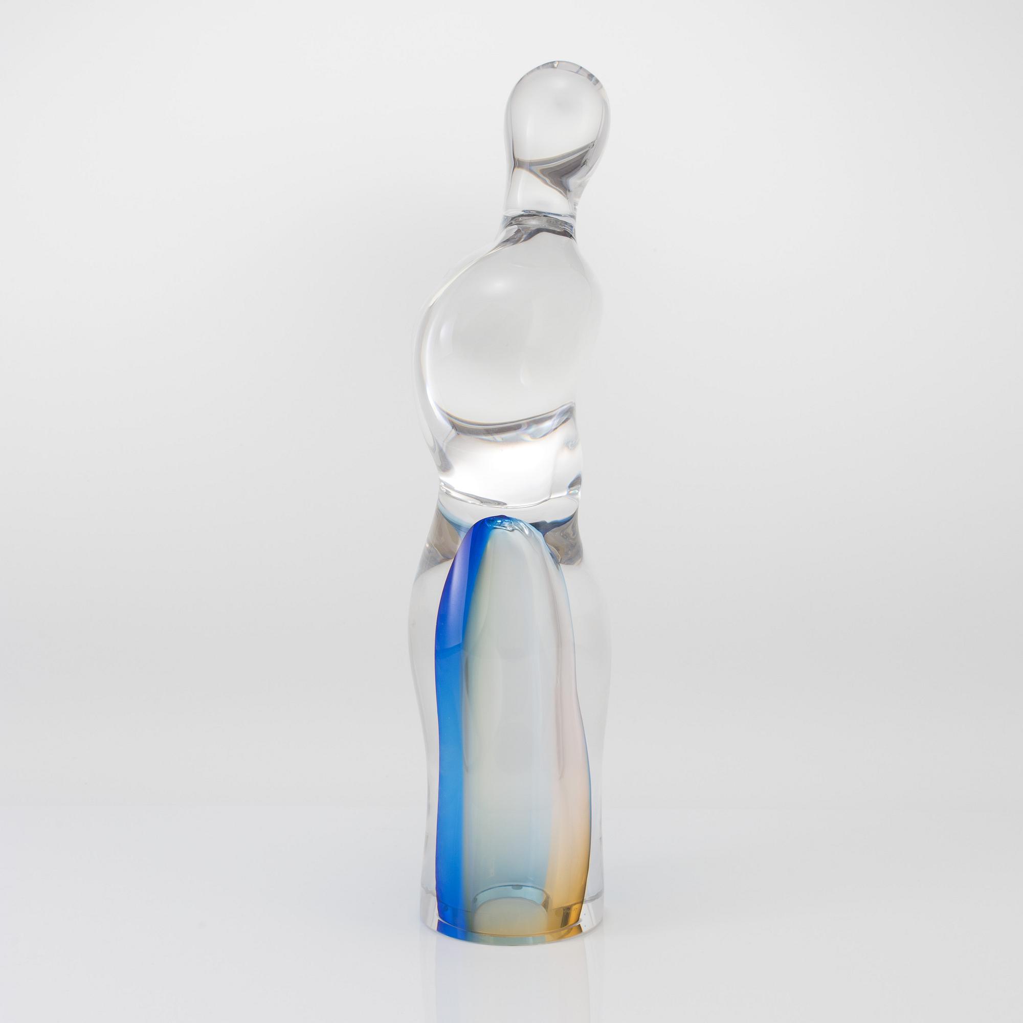 GÖRAN WÄRFF, unik skulptur av glas, Kosta Boda 1989.