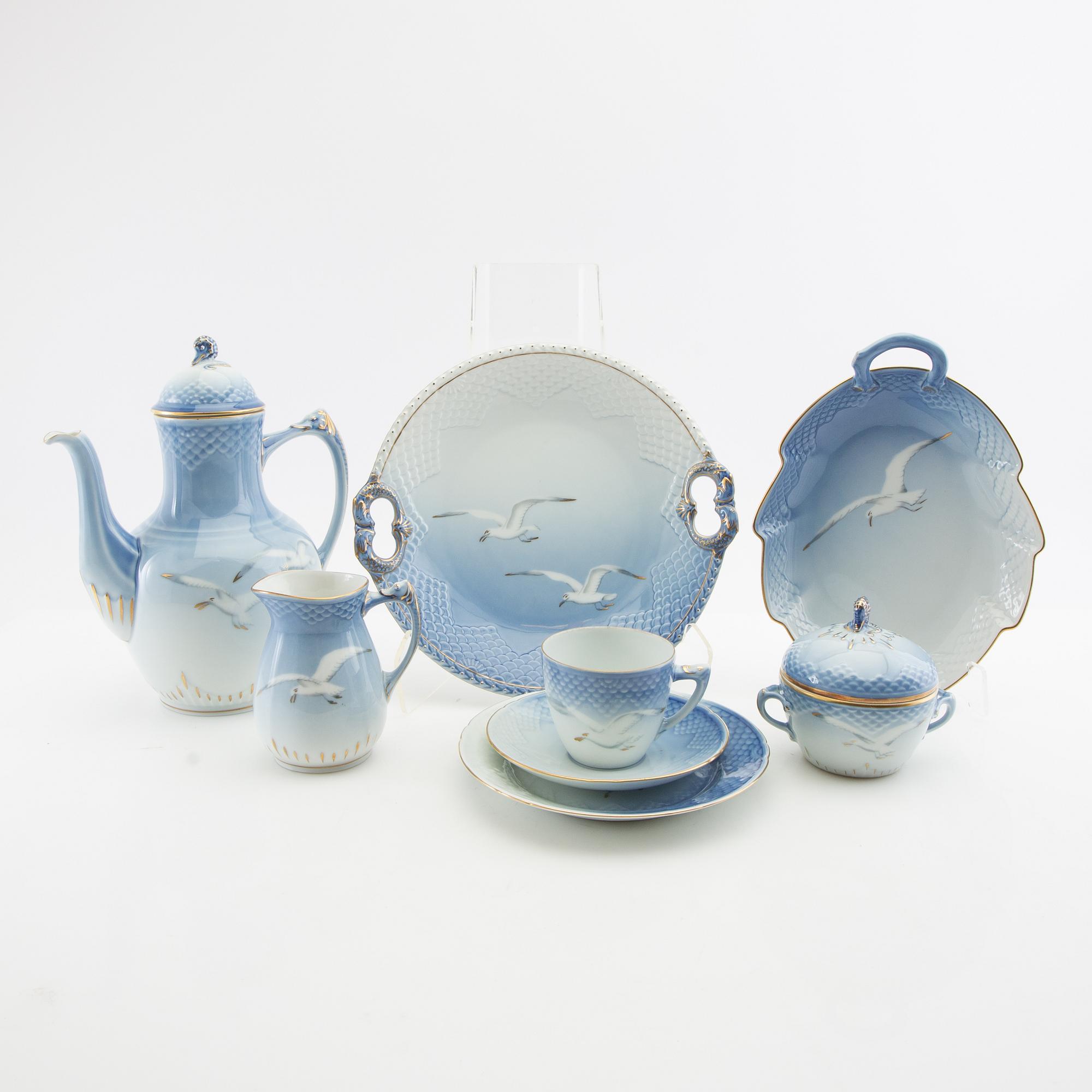 Coffee service 17 pcs "The Seagull" Bing & Grøndahl, Denmark. porcelain.