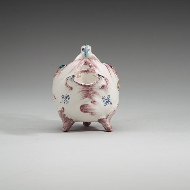 A Swedish faience sauce boat, Rörstrand, 18th Century.
