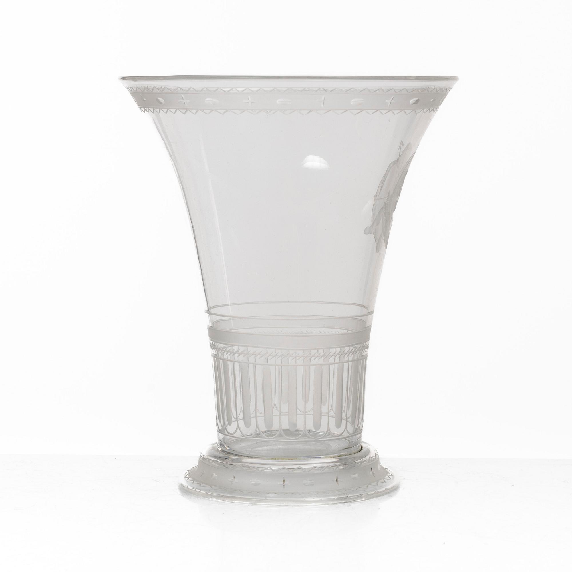 Simon Gate, vas, graverat glas, Orrefors, modell G 171, 1920-tal.