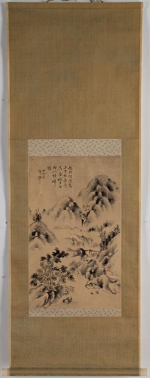 KAKEMONO, tusch och färg på papper. Japan, efter Chikuso Morikawa (1763-1830), sent 1800/tidigt 1900-tal.
