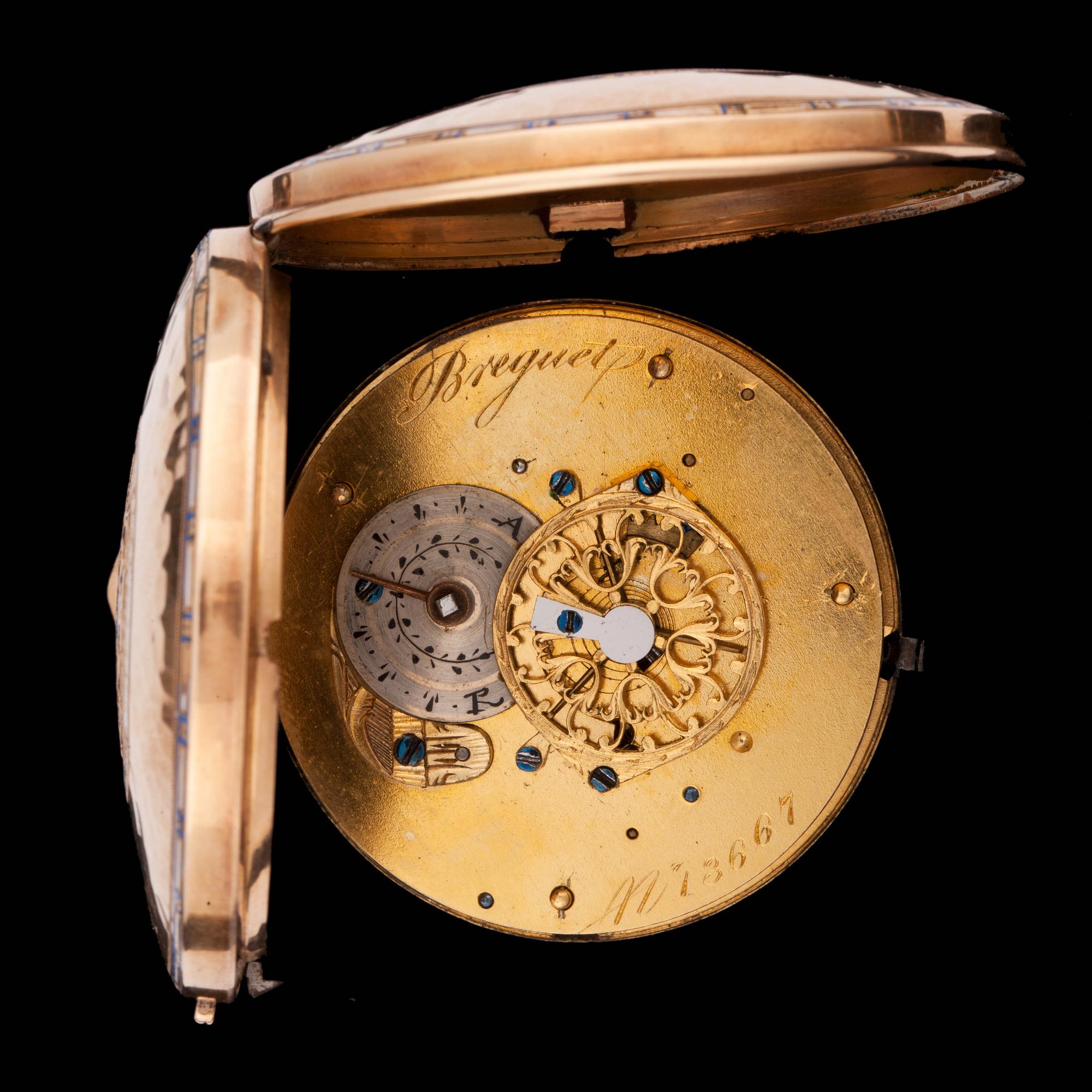FICKUR, spindelur, guld, tidigt 1800-tal.  Ej äkta Brequet.