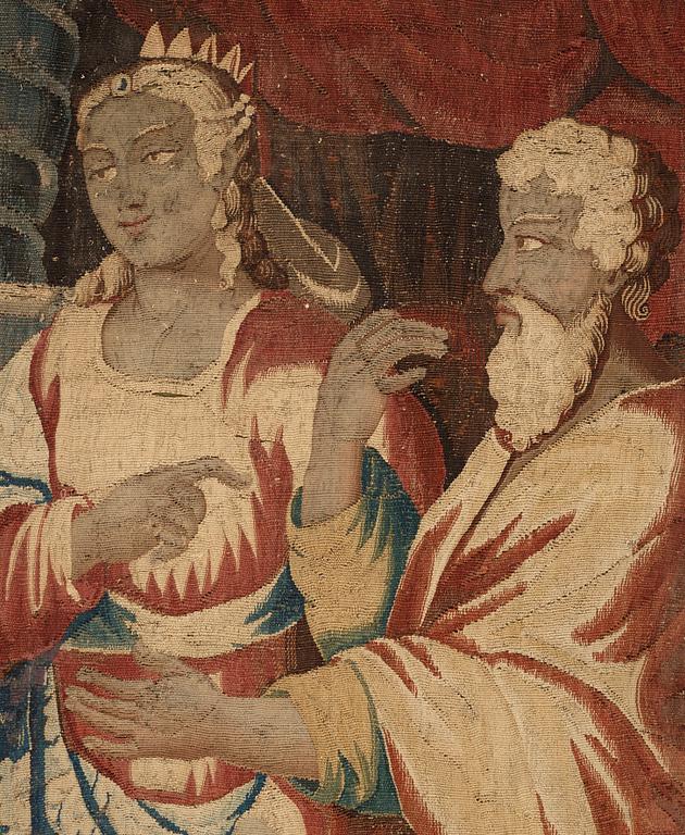 A TAPESTRY, tapestry weave, ca 299,5 x 212,5 cm, signed FOVRUIERES, 
DELANRIEVE.M.R.DABUSSON, Aubusson 17th century.