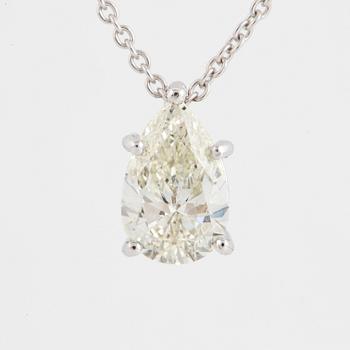 Pear shaped diamond necklace.