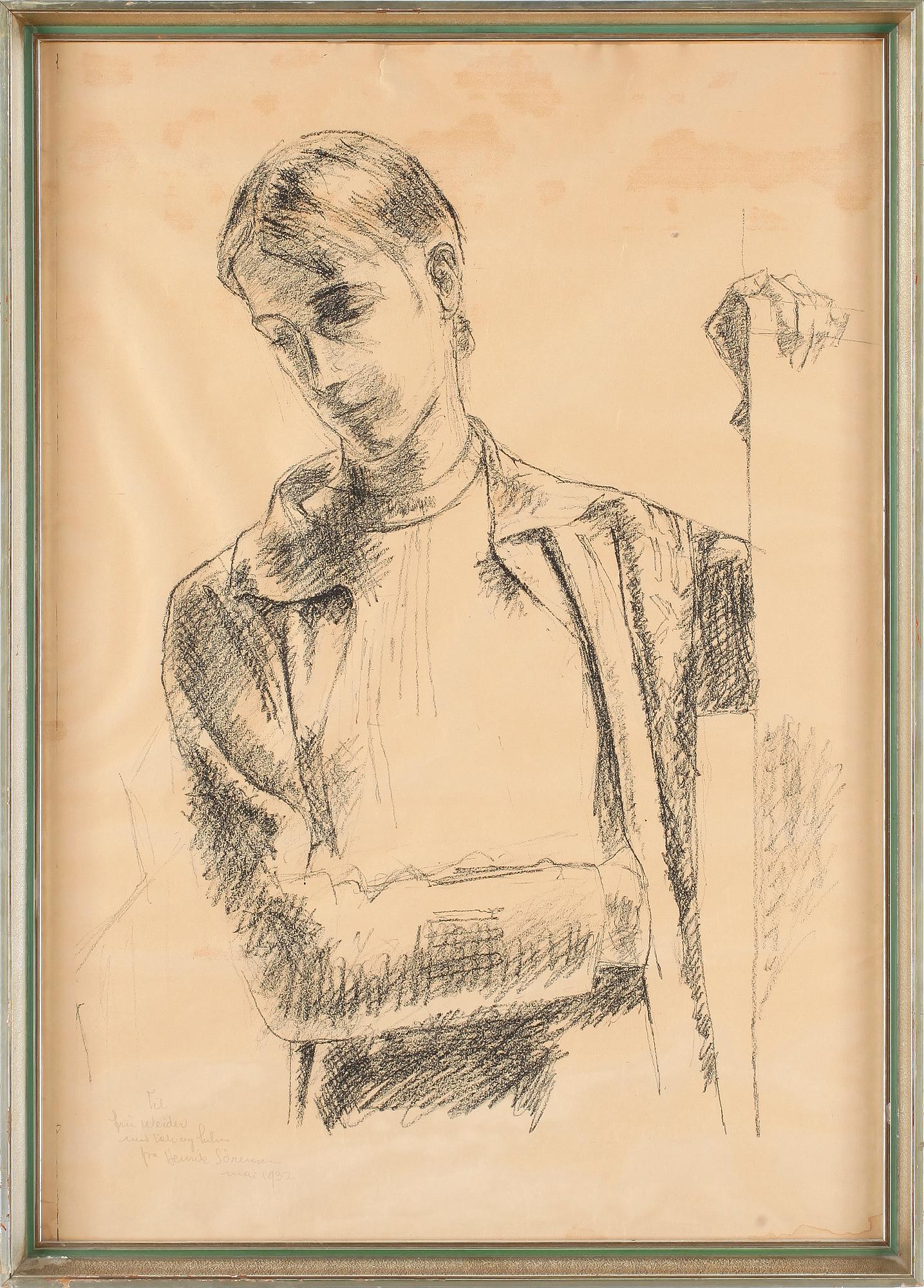 HENRIK SÖRENSEN, kolteckning, signerad och daterad 1932.