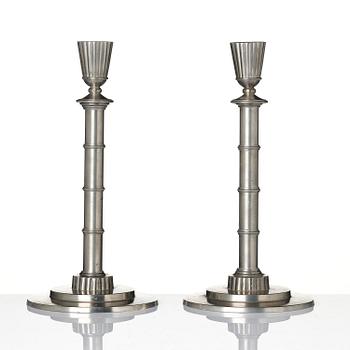 Erik Fleming, a pair of pewter candlesticks, Norrahammars Tenn, 1930.