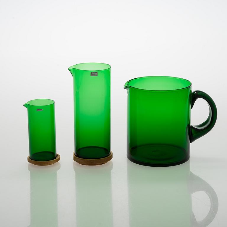 Kaj Franck, an 11-piece set of 1970s 'Purtilo' glass jars and pitchers, Arabia / Wärtsilä.