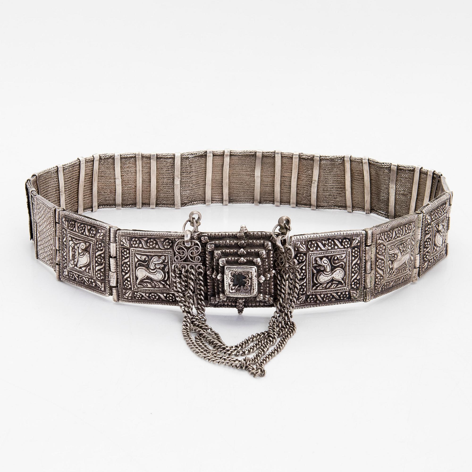 Skärp, silver, Tamil Nadu, Sydindien 1800-talets slut.