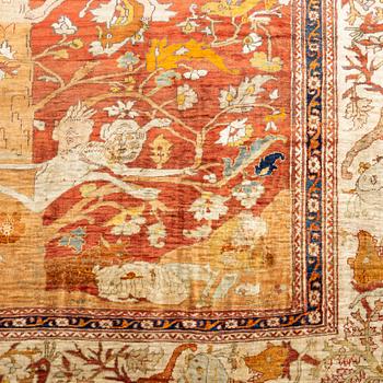 An antique silk Tabriz carpet, north west Persia, c 239 × 168 cm.