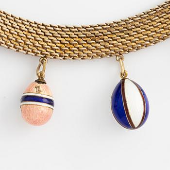 Necklace with 22 miniature Easter eggs, one of which is by Carl Fabergé.
