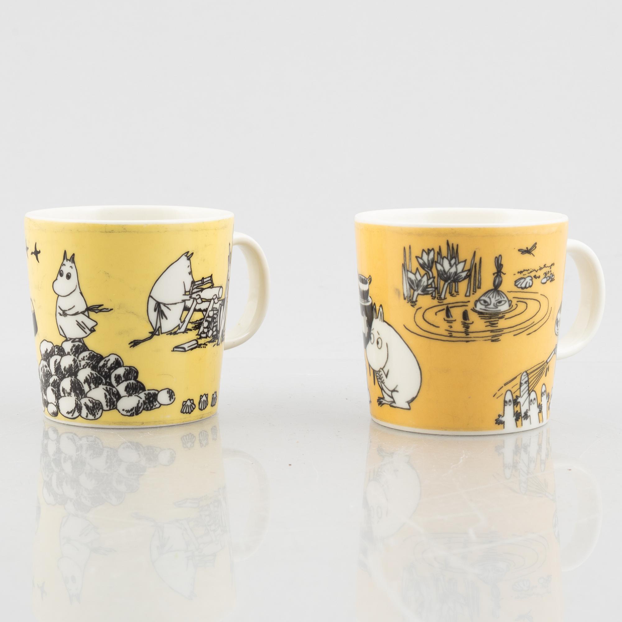 Two porcelain 'Moomin' mugs, Arabia, Finland, 1990-1996.