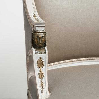 A pair of late Gustavian early 19th century armchairs.