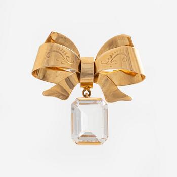 Smyckesset, brosch samt ett par örhängen, Sverige, 18K guld och bergkristall.