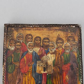 A Greek icon of St Peter and St Paul, tempera on panel, with oklad, 19/20th century.