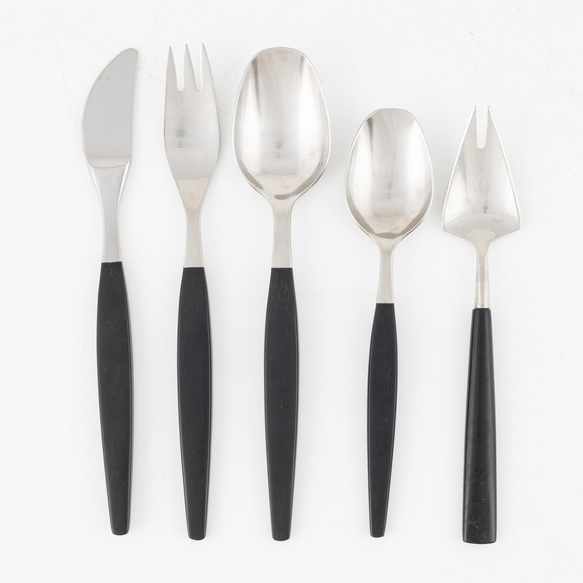 Folke Arström, besticksuppsättning, 34 delar, rostfritt stål, "Focus de Luxe/Focus Steel", Gense.