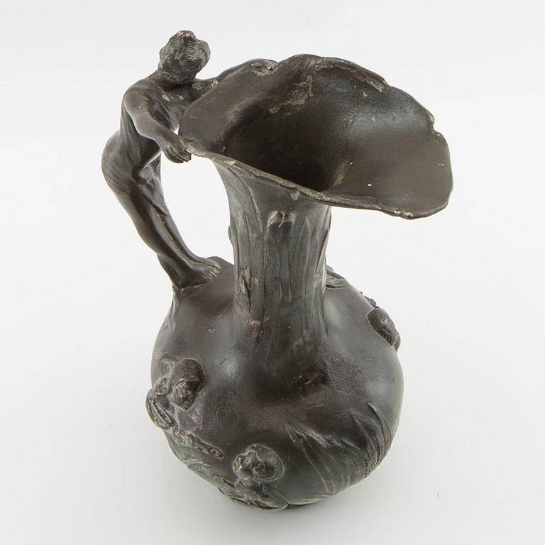 Jean-Maurice Petizon, Vase, Art Nouveau, pewter, France.