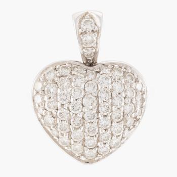 Pendant in the shape of a heart, 18K gold with round brilliant-cut diamonds.
