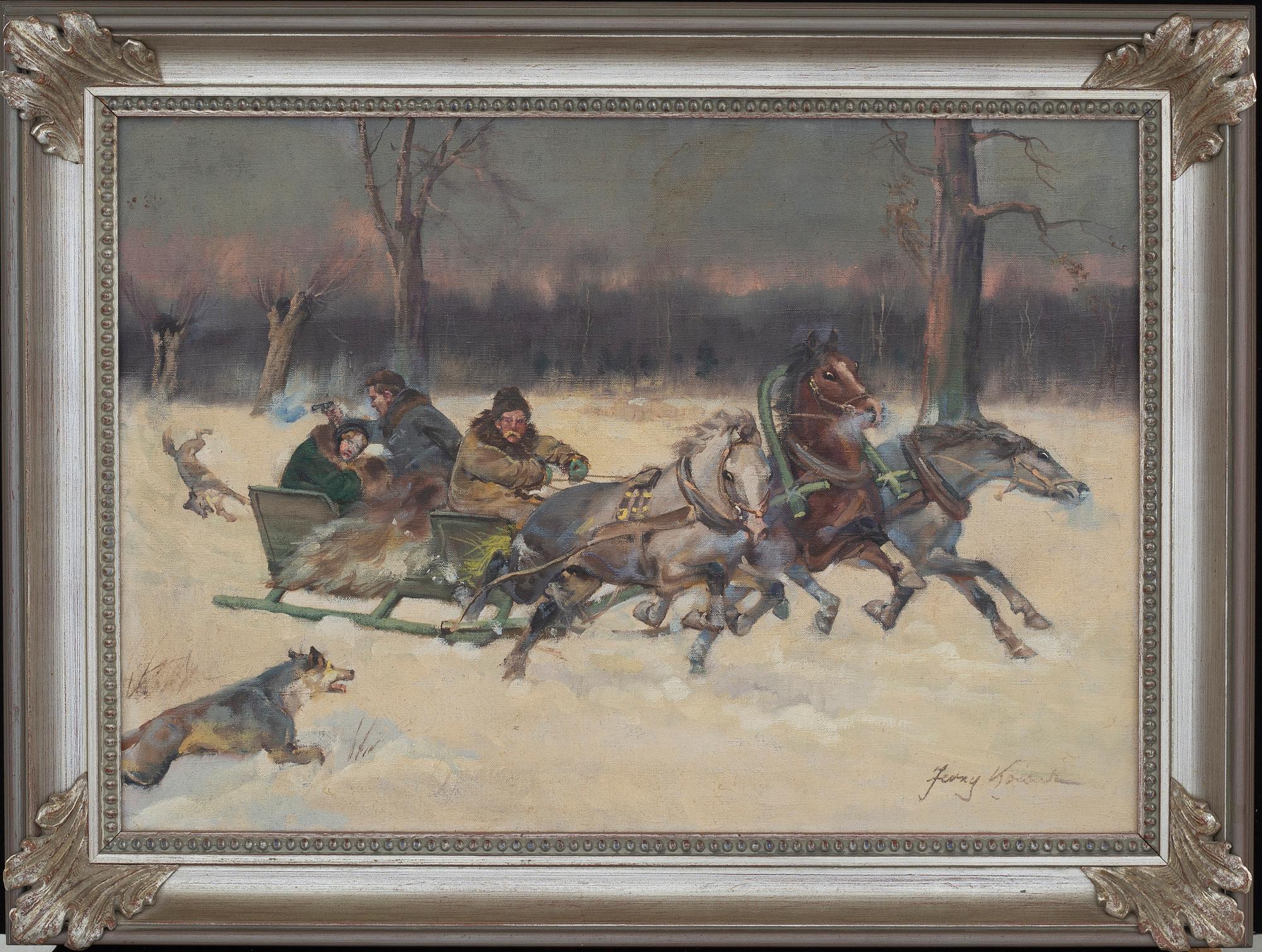 JERZY KOSSAK, oil on canvas, signed.