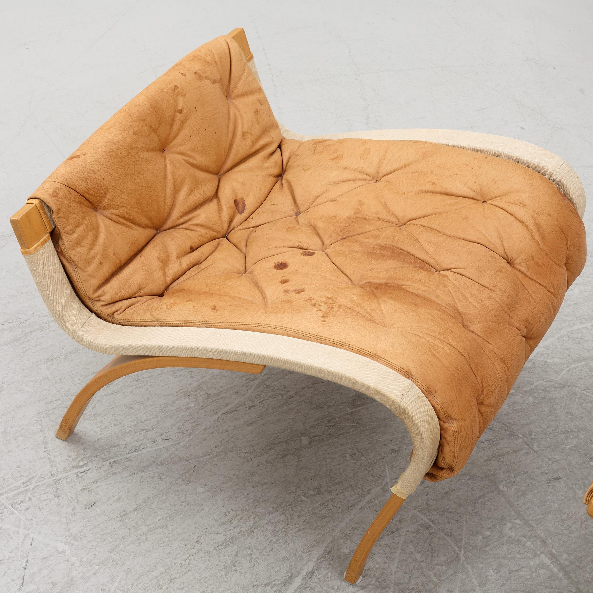 Bruno Mathsson, fåtölj med fotpall, "Pernilla", Dux.