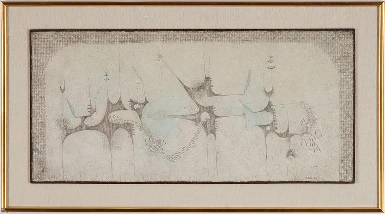 Thea Ekström, mixed media on panel, signed and dated 12/III-63.