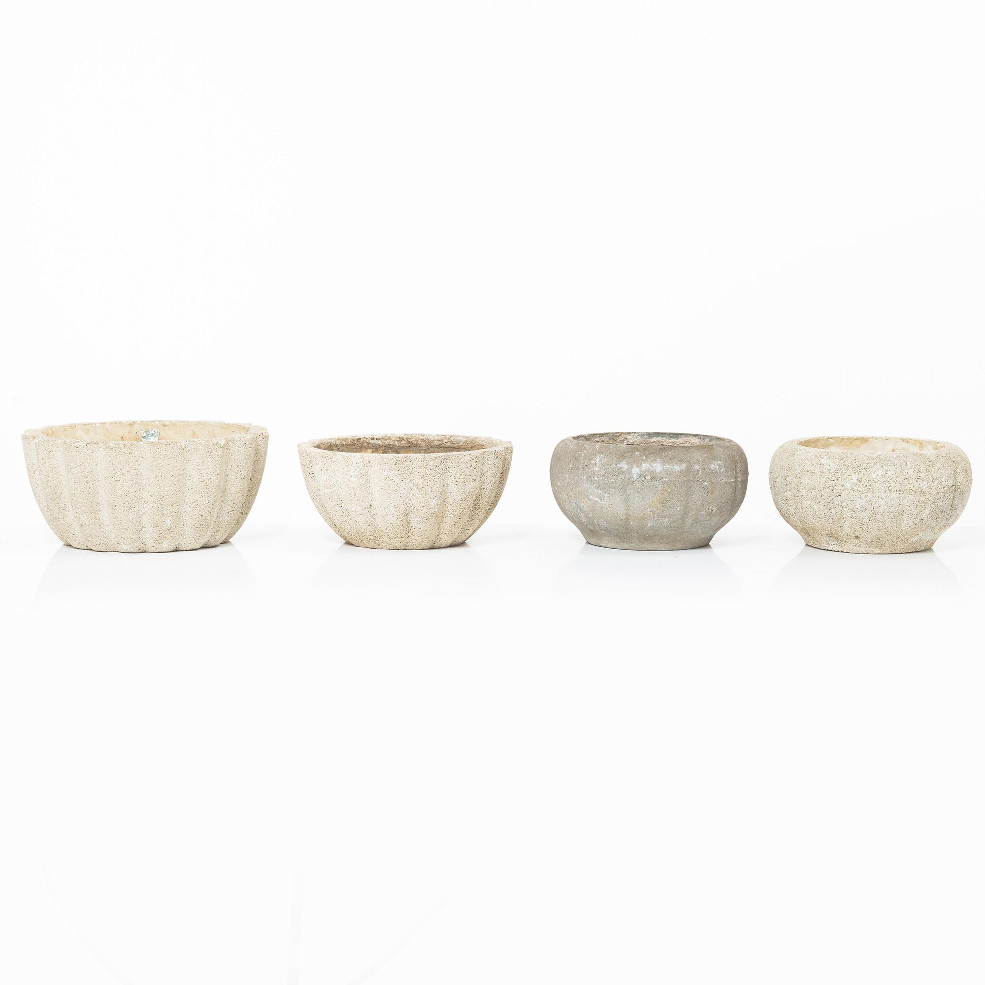 Syco Keramik, eight flower pots, Sweden, mid20th century.