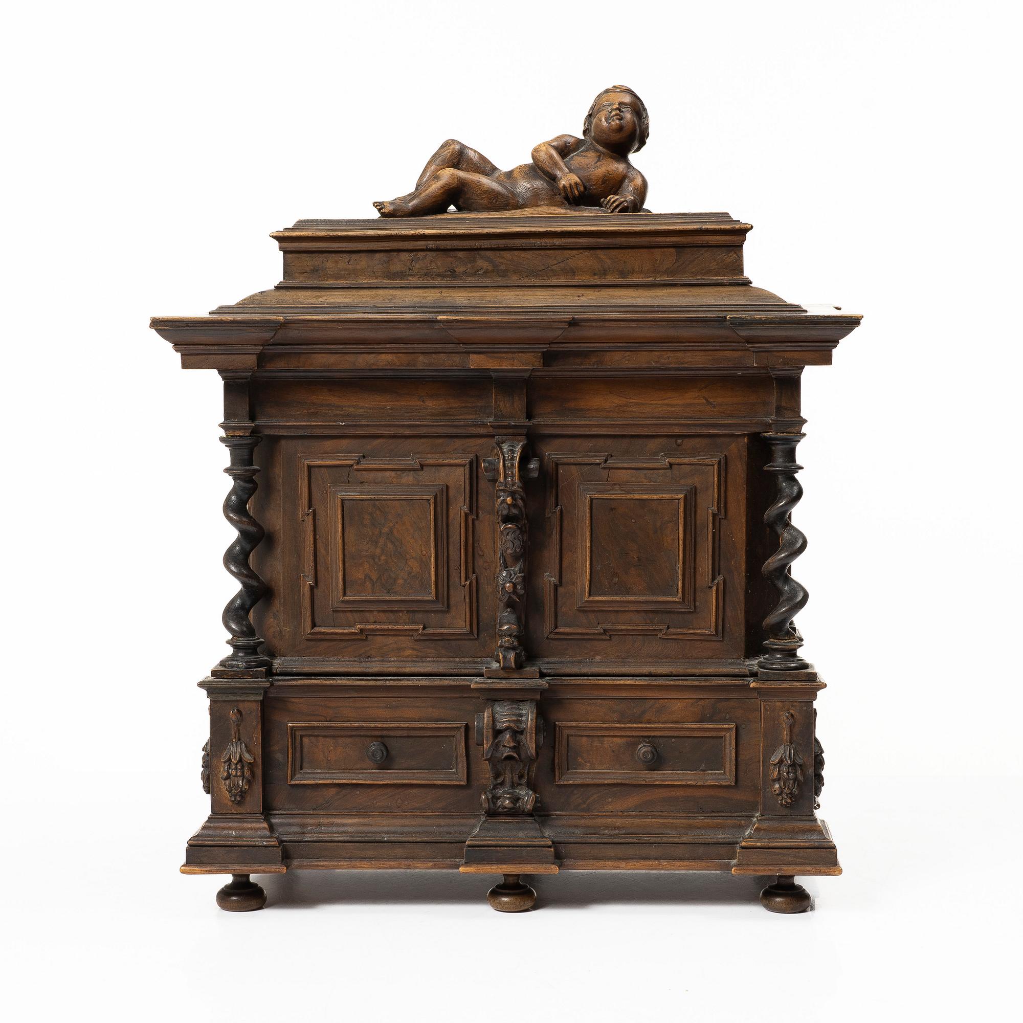 A Baroque style miniature cabinet, 19th century.