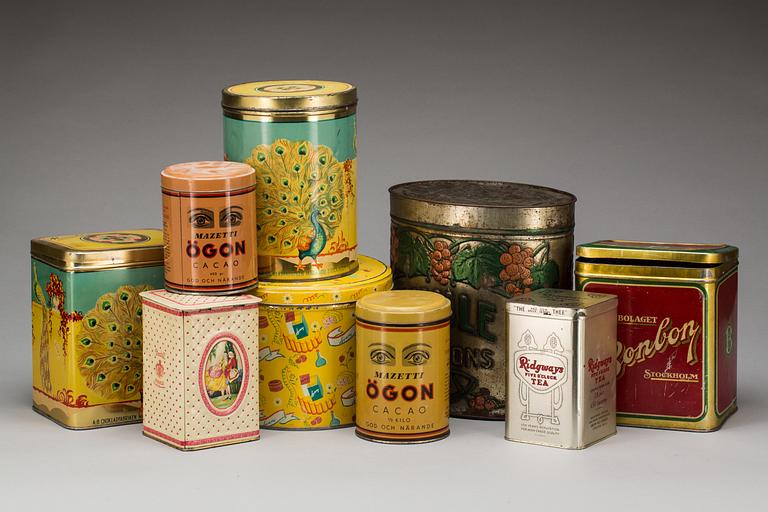 PLÅTBURKAR, 9 st, bl a 1900-talets första hälft.