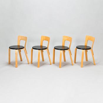 Alvar Aalto, four 1950s chairs, model 65, Artek.