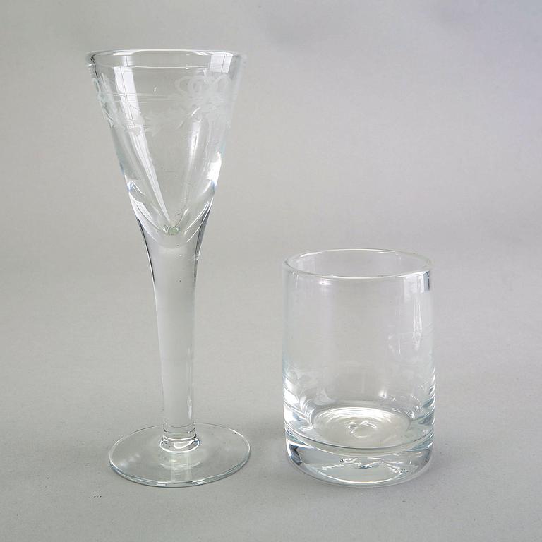 A 66 pcs "Antik" glass service from Reijmyre later part of the 20th century.
