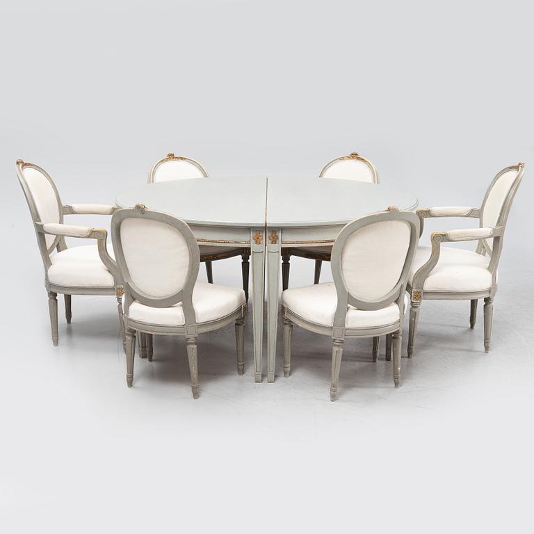 A 14-piece Gustavian style dining suite, mid 20th Century.