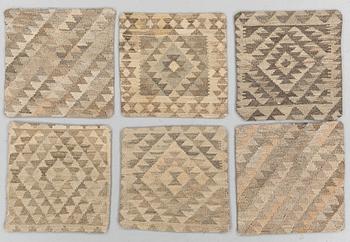 Six Anatolian cushions, around 45 x 45 cm.