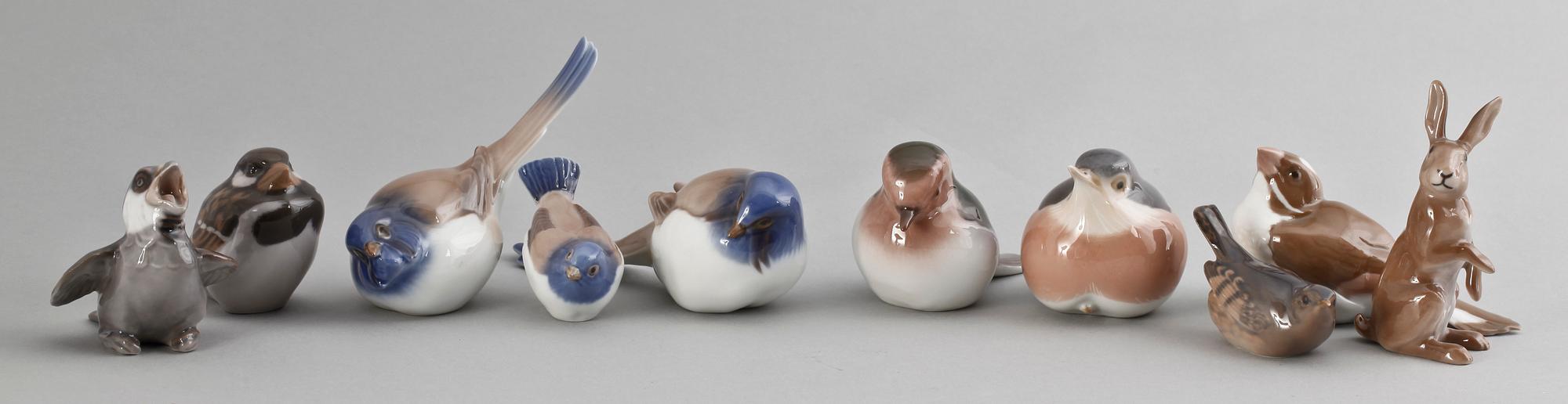 FIGURINER, 10 st, porslin, Bing & Gröndal samt Royal Copenhagen, Danmark.