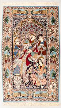 Isfahan Figural Rug, Old/Semi-Antique, approximately 174x111 cm.