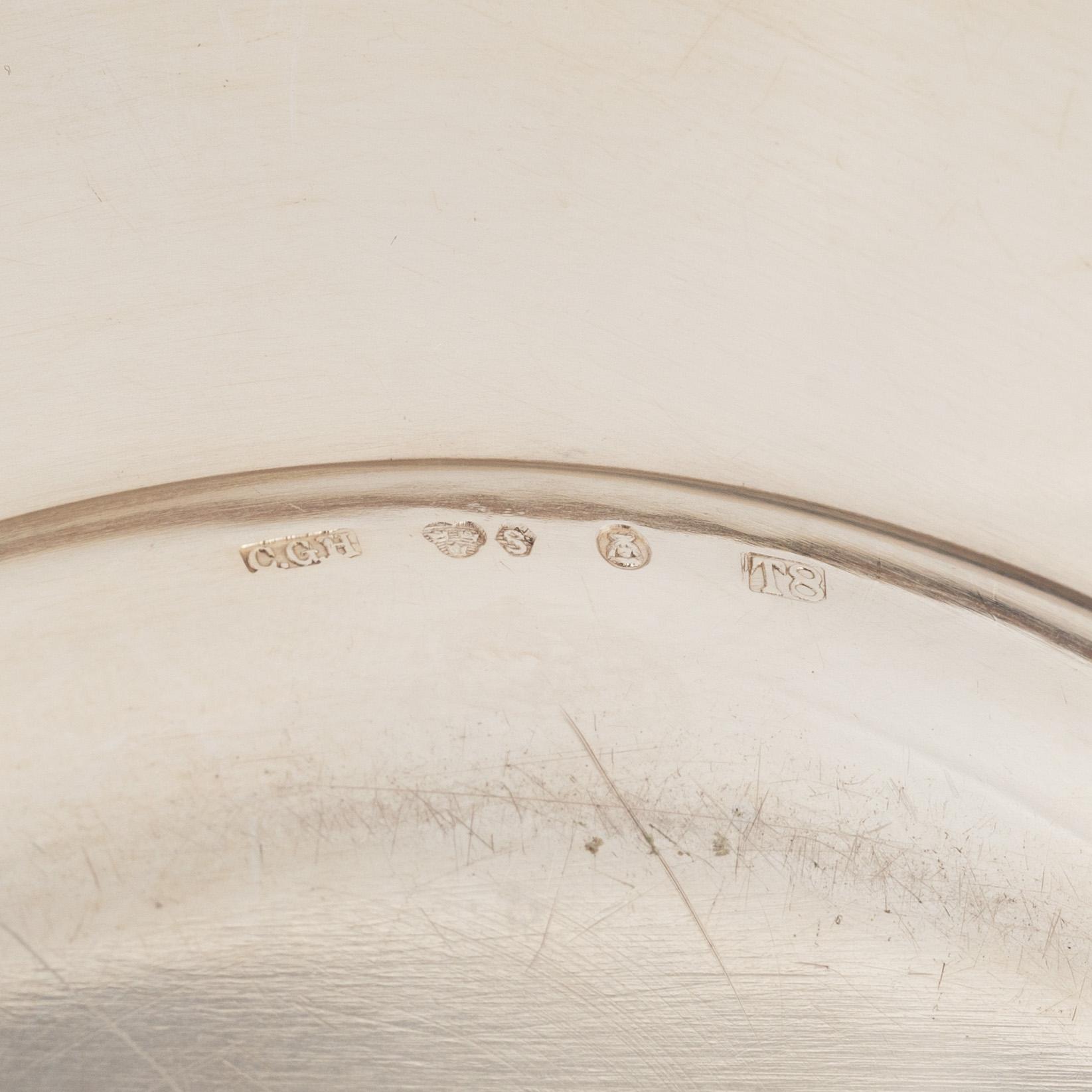 Bägare, 7 st, samt fat, 3 st, silver, 1900-tal, bl a Gustaf Janson CG Hallberg, Stockholm 1958.
