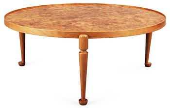A Josef Frank burrwood and walnut sofa table, model 2139, for Svenskt Tenn.
