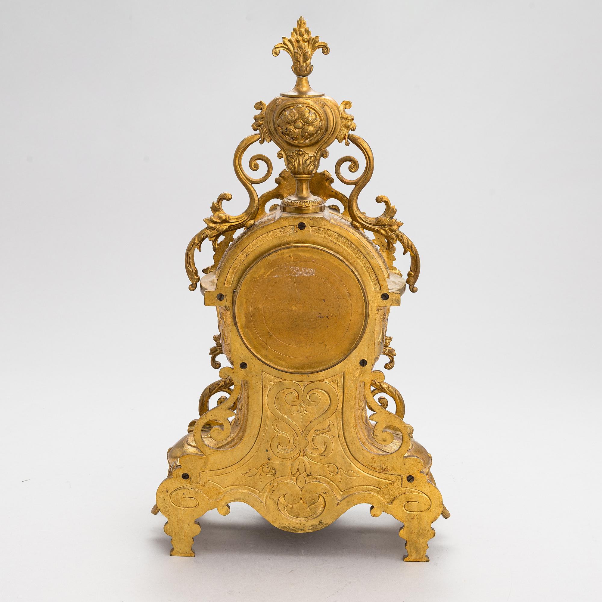 A gilt bronze Mantle Clock, marked H&F Paris, late 19th century.