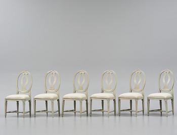 A set of six Gustavian chairs by J. E. Höglander (master in Stockholm 1777-1813).