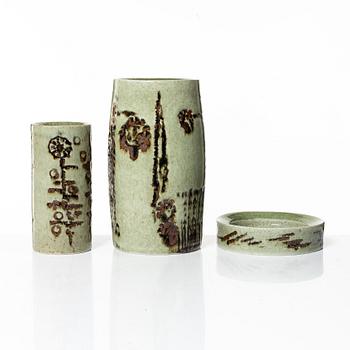 Carl-Harry Stålhane, two stoneware vases and a bowl. Rörstrand.