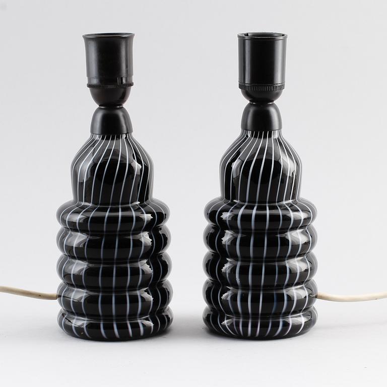 BORDSLAMPOR, 1 par, glas, 1900-talets mitt.