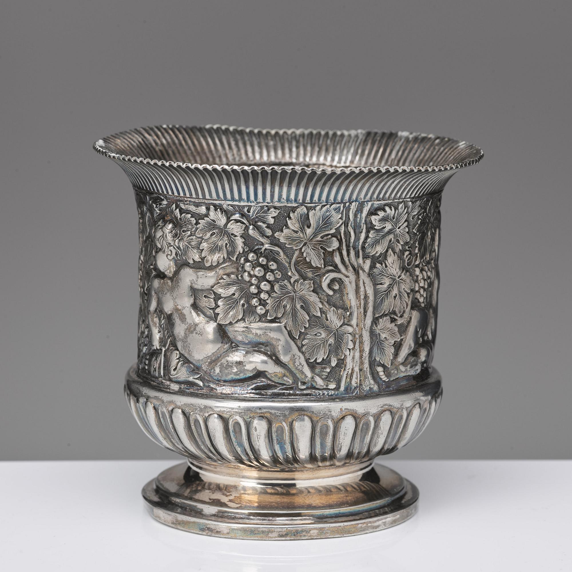 An 19th/20th century silver plated beaker/vase.