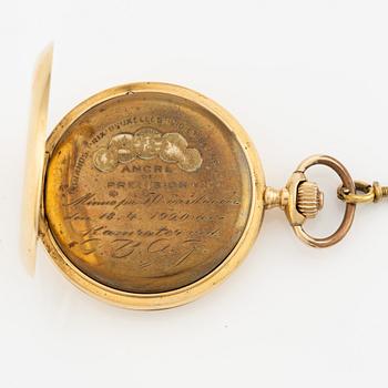 Pocket watch, hunter, 18K gold, 51.5 mm.